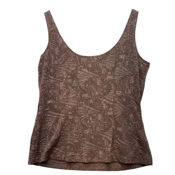 Alex Evenings Womens Sleeveless Going Out Top S Beaded Textured Brown Blush Stre - Picture 9 of 9